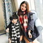Детский шарф для матери и ребенка, узкая теплая шаль в Корейском стиле из искусственной шерсти, плотный теплый длинный клетчатый шарф для мальчиков и девочек, весна 2021