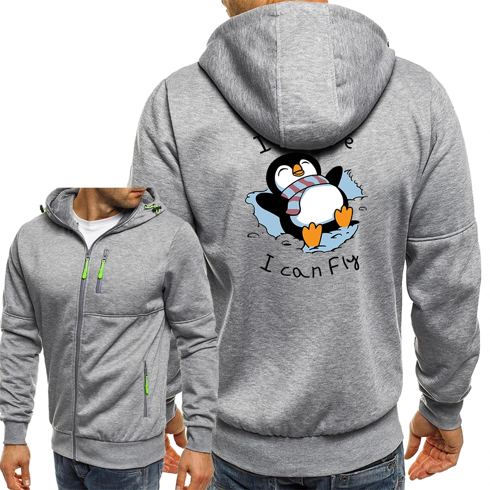 

Snow Penguin Cartoon Funny Jackets Mens Manga Graphic Outerwear Zip Loose Casual Hooded Coat Hip Hop Streetwear Men Jacket