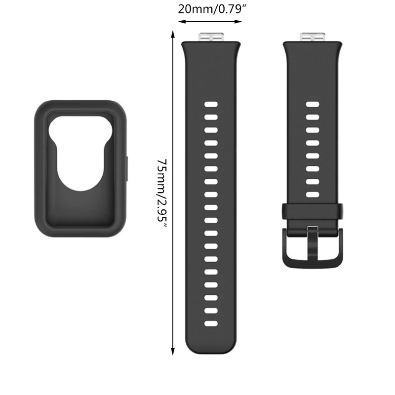 

Silicone Band Compatible with Watch Fit Sports Shell Wrist Strap Loop Bracelet Protective Case Sweatproof