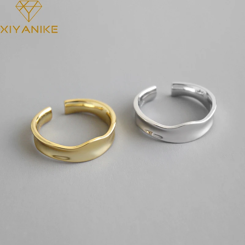 

XIYANIKE Silver Color Geometric Irregular Smooth Ring Women Fashion Minimalist Punk Style Exquisite Jewelry Couple Gift