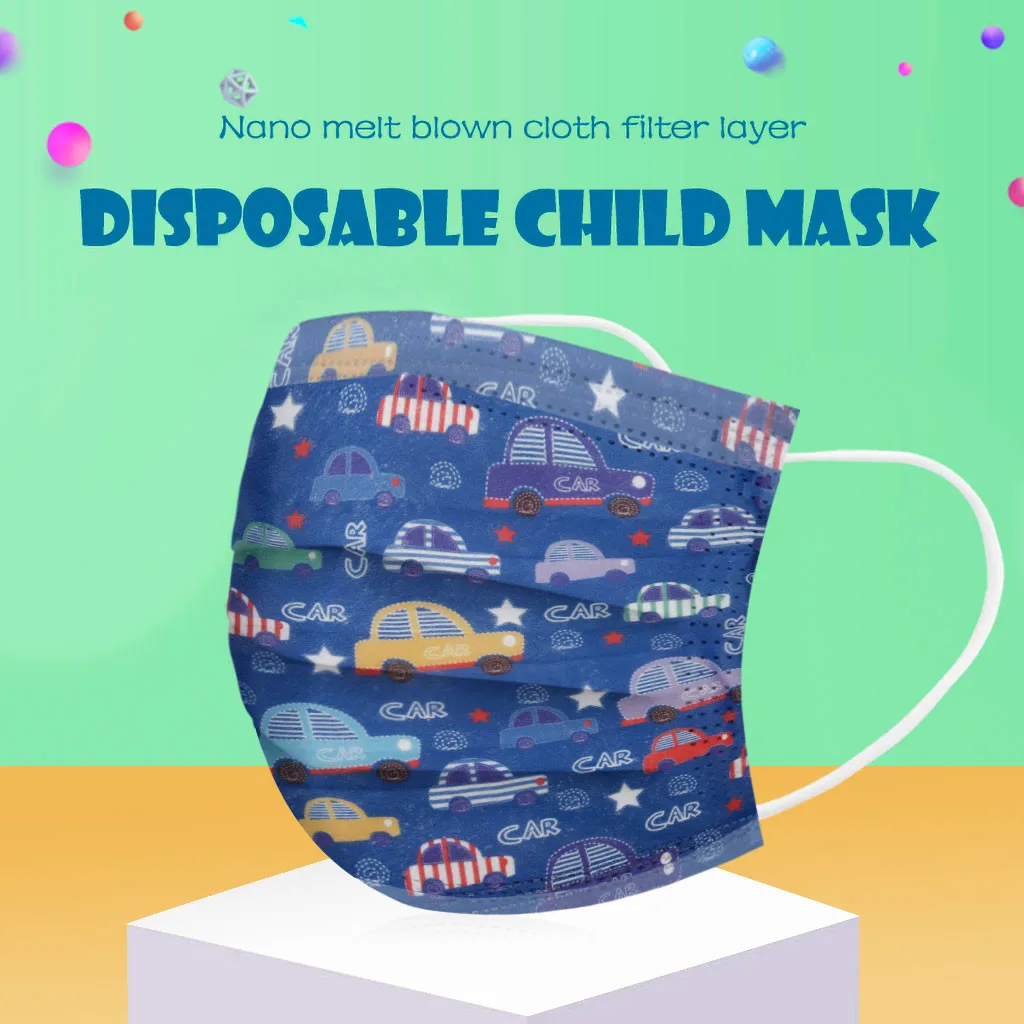 

50 шт., детская одноразовая маска с рисунком, из нетканого материала