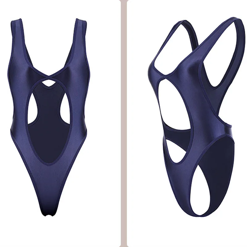 Сексуальный костюм с высоким вырезом комбидресс открытой спиной блестящий