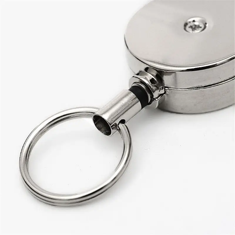 

Retractable Key Ring ID Badge Metal Lanyard Name Tag Card Holder Recoil Reel Belt Clip School Office Supplies