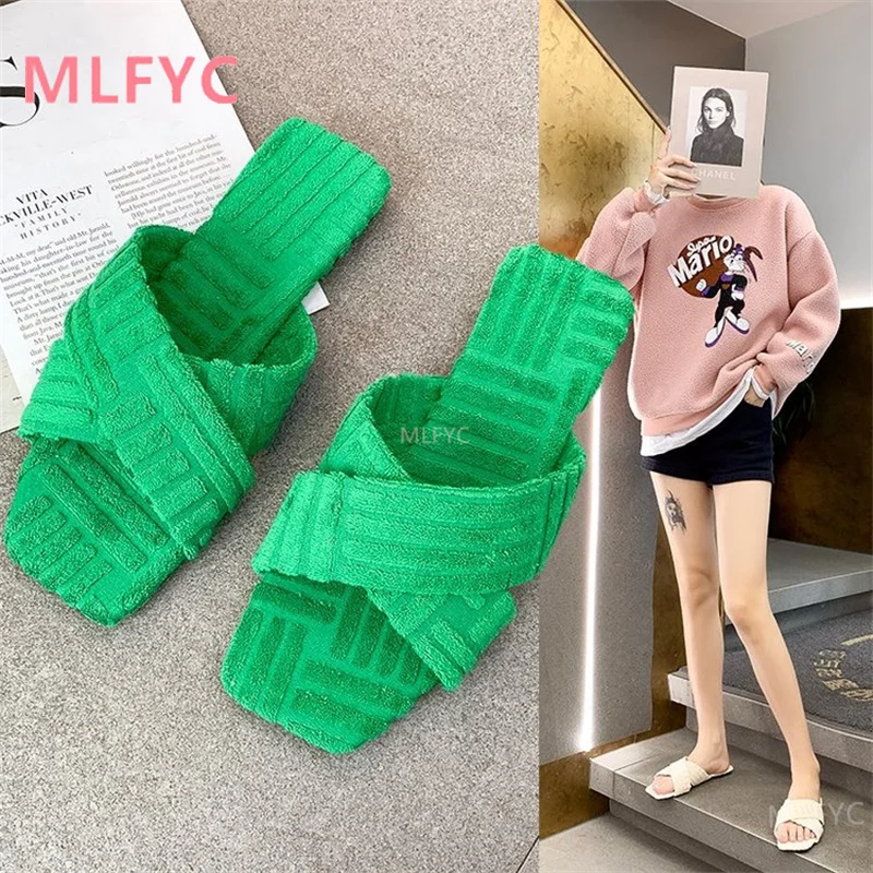 

Green slippers women 2021 new autumn platform shoes thick-soled open-toed slippers sandals