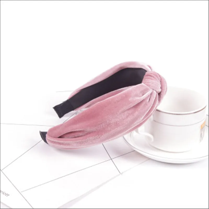 Осенне зимние новые бархатные повязки для волос с узлом широкая лента тканевая