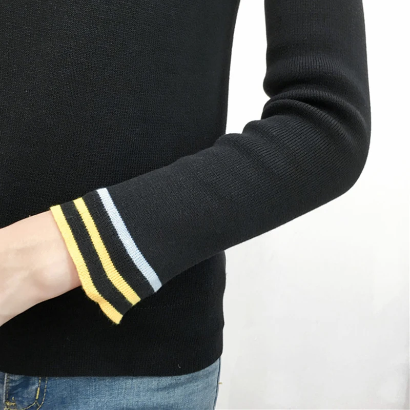 Knitted Women Solid Sweaters And Ruffled Collar Long Sleeve Casual Pullovers Sueter Mujer Tops Winter Sweet Korean Jumper