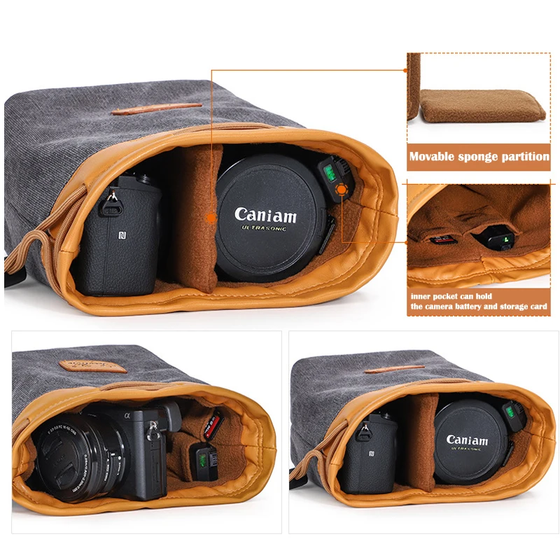 Digital DSLR Camera Bag Canvas Drawstring Waterproof Cover For Sony A7 7M2K 7RM2 A7R A7RII A7II A7S A99 A58 HX400 RX100 HX350 |