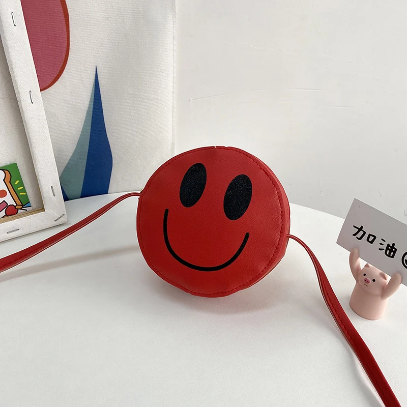 

Cute Smile Baby Girls Round Coin Purse Handbags Boys Kids PU Mini Wallet Pouch Lovely Children's Small Shoulder Crossbody Bags