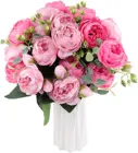 Винтажный букет роз 30 см, розовые Искусственный Пион из шелка цветы с 5 головками и 4 бутонами, ненастоящие цветы для украшения дома, свадьбы, сада