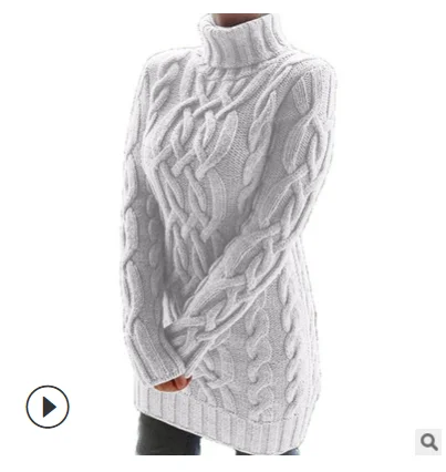 

Свитер женский вязаный свитер в европейском и американском стиле Осень-зима утепленное плотное платье с двумя лацканами в стиле ретро