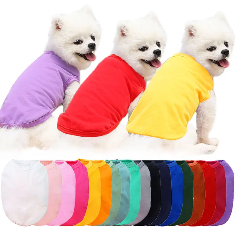 

Pure Cotton Puppy Blank Dog Shirt Clothes Soft Plain Doggy Vest Cat Bottoming T Shirts for Small Medium Large Dogs