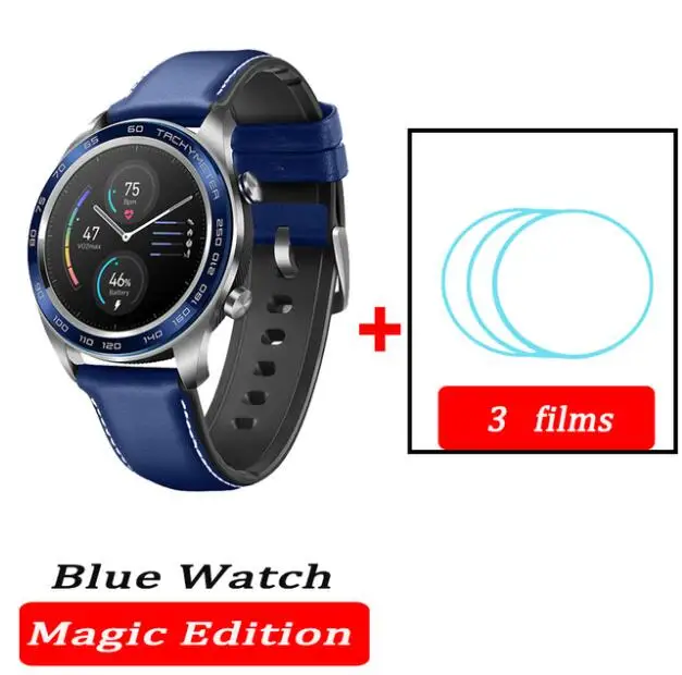 Blue n film Huawei Honor Watch Magic, водонепроницаемые, gps, NFC, для работы, 7 дней, напоминания о сообщениях, пульсометр, трекер сна, экран 1,2 дюйма - Цвет: Blue n film
