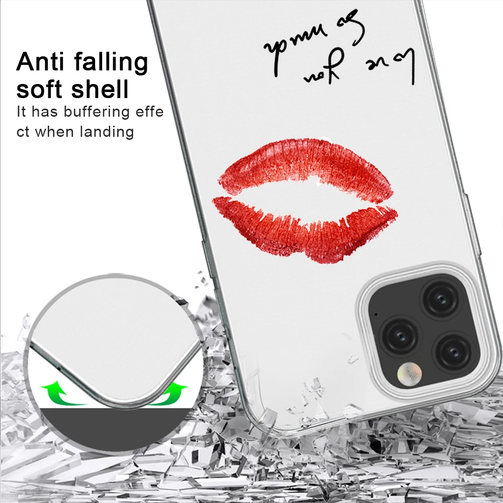 Роскошный милый силиконовый чехол с сексуальными губами для IPhone 12 Pro 11 XR XS Max Mini 7X8 6