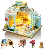 sgdiy dollhouse kit 3d wooden miniature dollhouse with furnitures and music led light handmade mini apartment model kit