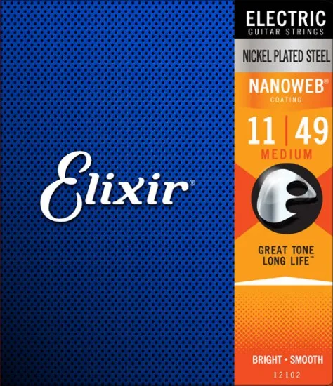 Оригинальные струны Elixir 12102 Nanoweb средние Струны для электрогитары. 011 .049|electric guitar