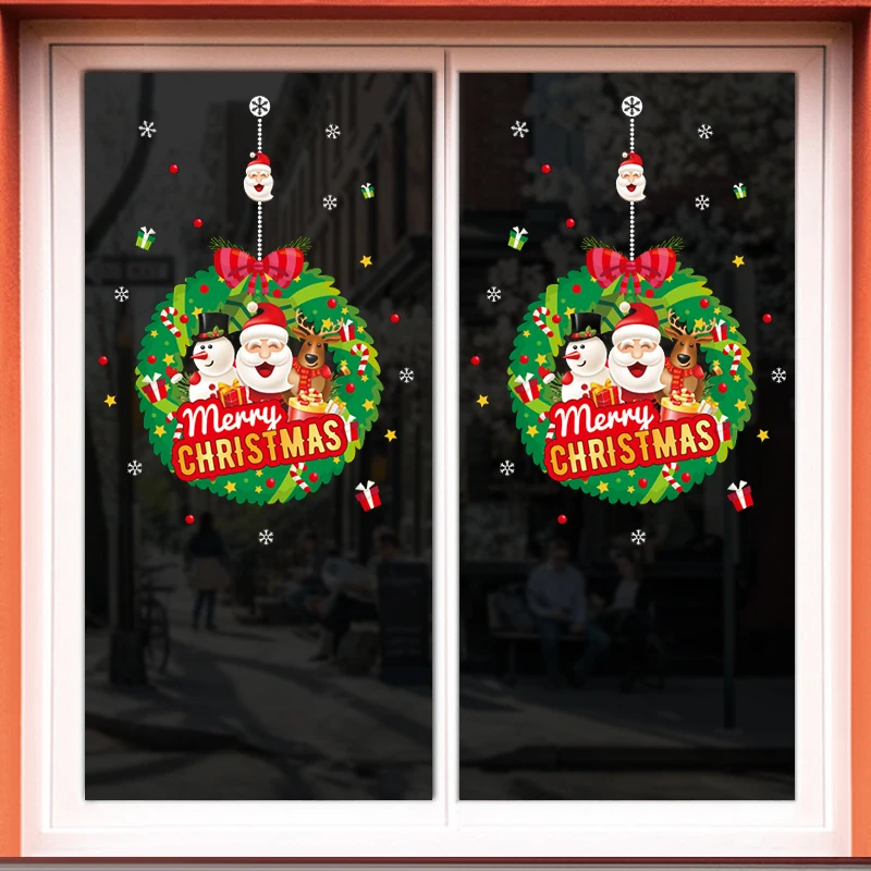 

2020 Christmas New Self-adhesive Wall sticker Santa Claus pendant decor Shop Window Glass Door Home Kids room decoration Sticker