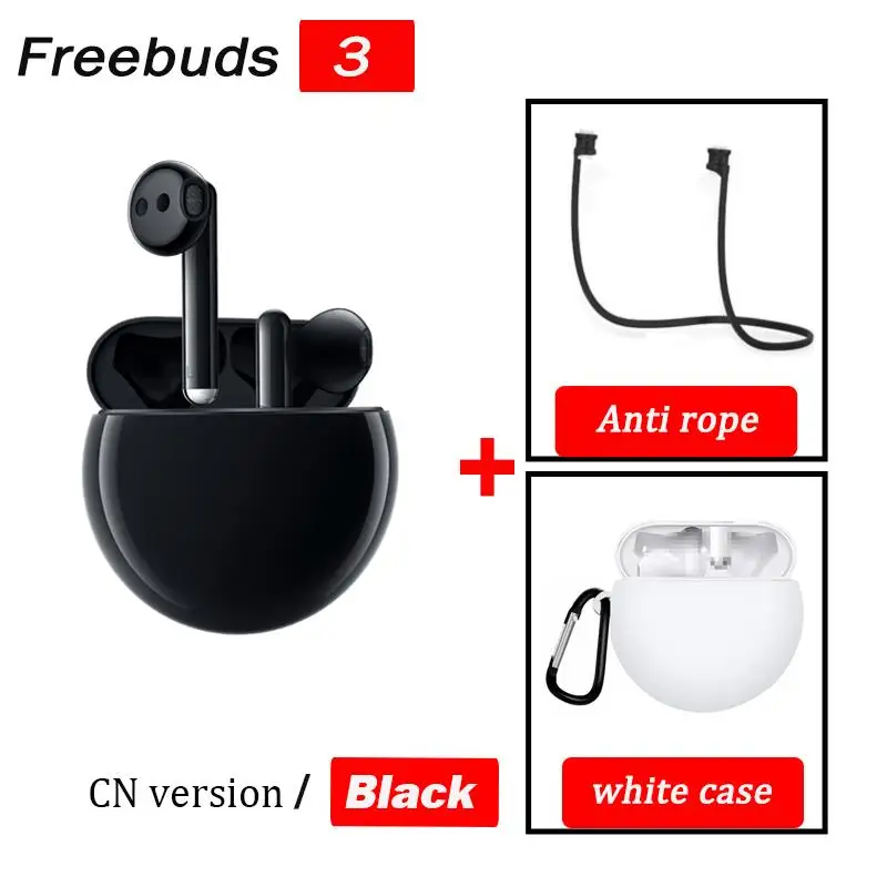black n case n rope Беспроводные наушники huawei Freebuds 3 TWS, Bluetooth наушники с активным шумоподавлением, Bluetooth 5,1, управление нажатием, 20 часов работы - Цвет: black n case n rope