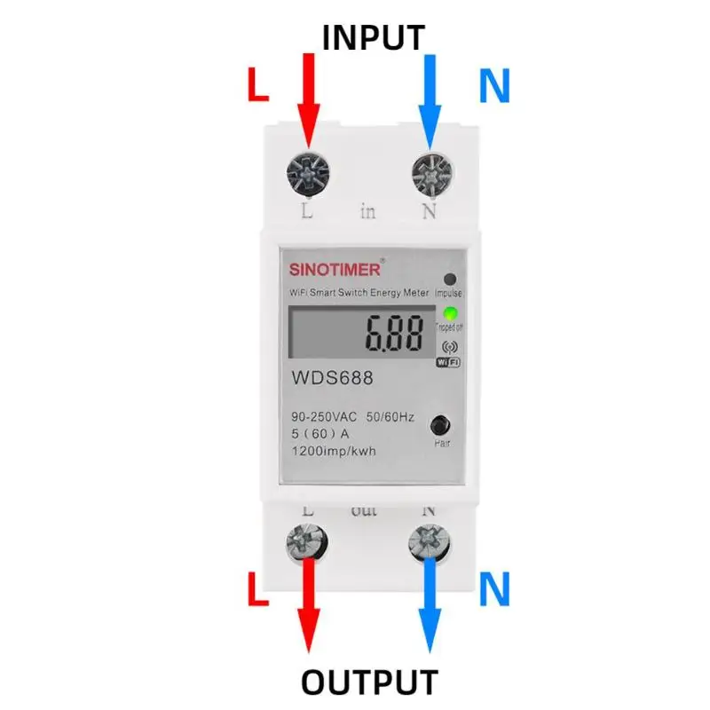 WDS688 Single Phrase DIN Rail WiFi Smart Energy Meter App Remote Control Electrical Equipment and Supplies | Обустройство дома