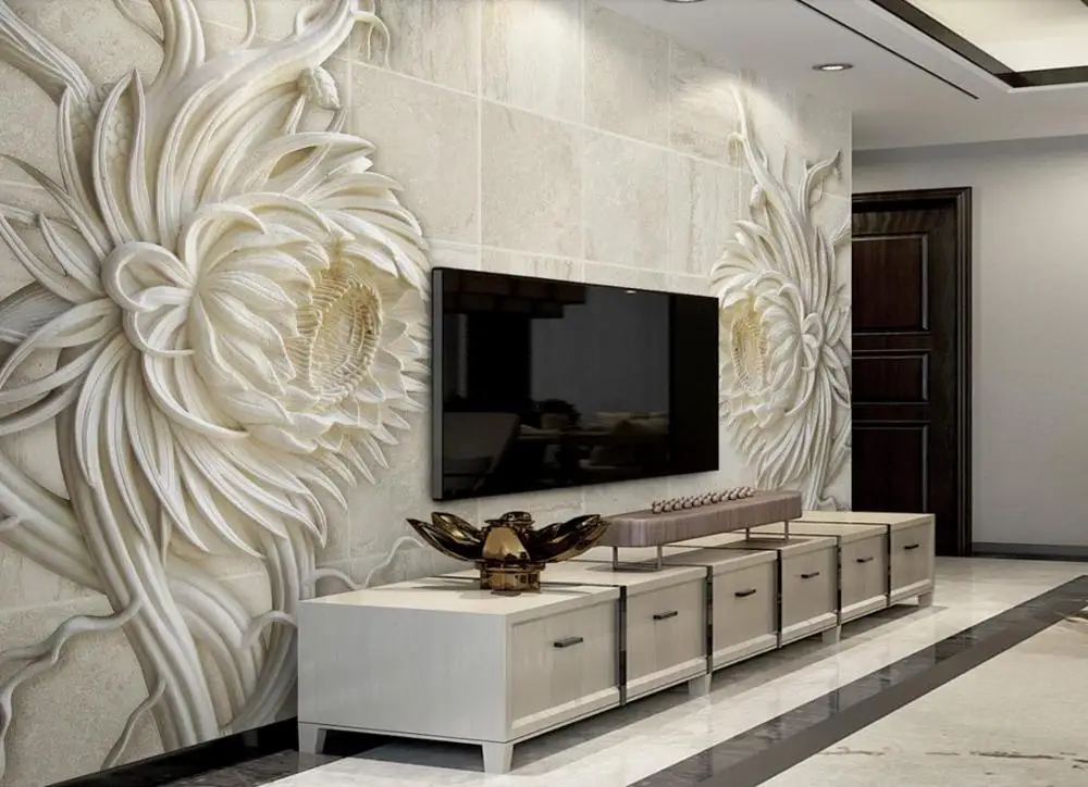 Фотообои 3d песчаник рельефная текстура каменная резьба подсолнухи обои для