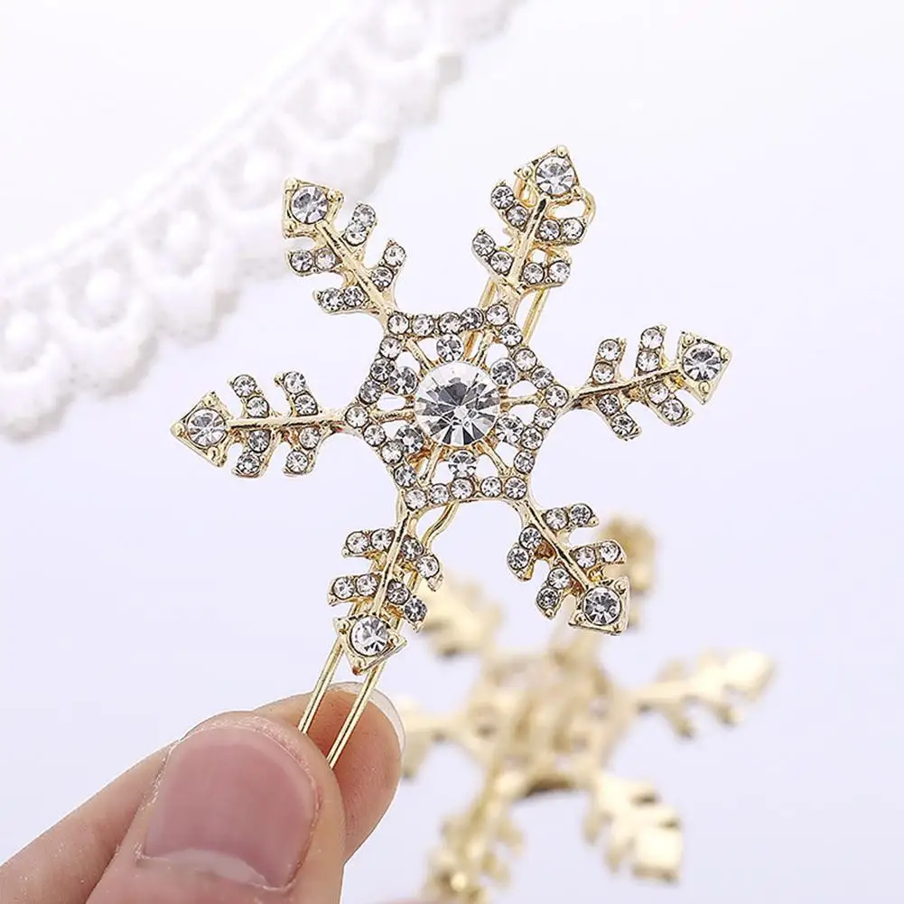 

New Geometric Hair Clips Fashion Metal Snowflake Rhinestone Hairpin Diamond Hair Jewelry Gold Silver Barrettes Accessories