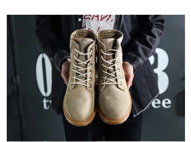 

New winter men's ankle boots high-top men's sneakers Rubber sole anti skip work safety shoes male military desert combat flats