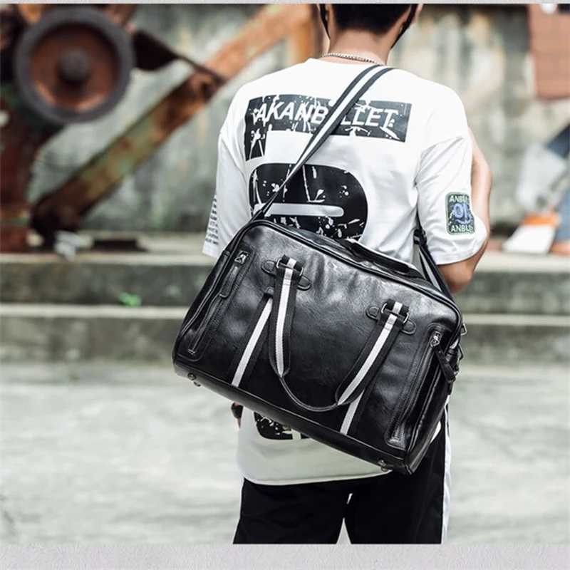 Fashion Men PU Leather Briefcase Male Black Handbag Messenger Bag Business Big Shoulder Bags New Men Women Travel Bag Totes bags