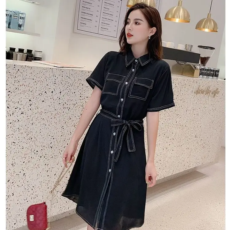 Облегающее однобортное платье-рубашка UT295 | Женская одежда