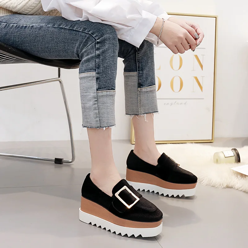 LTARTA/женские замшевые туфли на платформе с квадратным носком боковой пряжкой