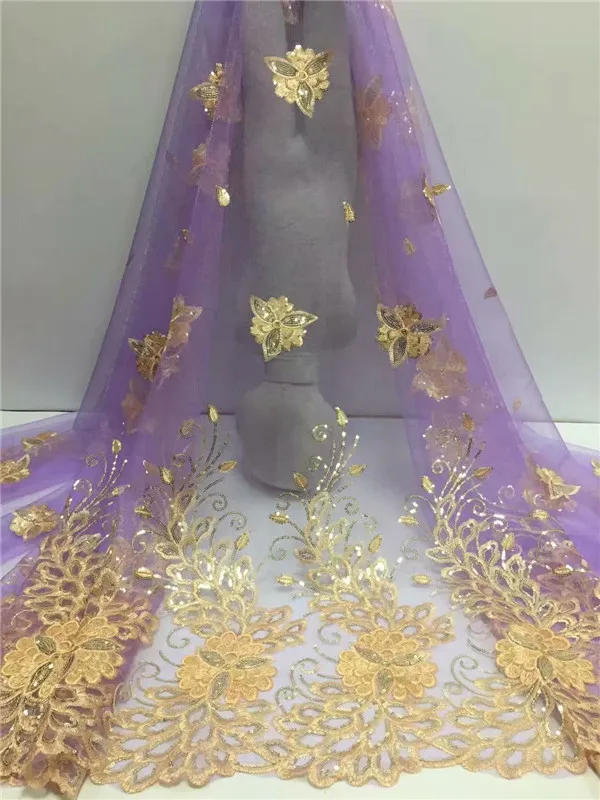 Новое поступление удобная африканская Тюлевая кружевная ткань блестки высокое