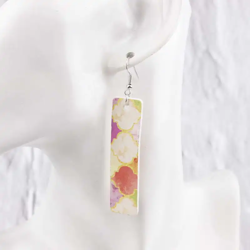 Женские кожаные серьги-подвески с принтом в марокканском стиле