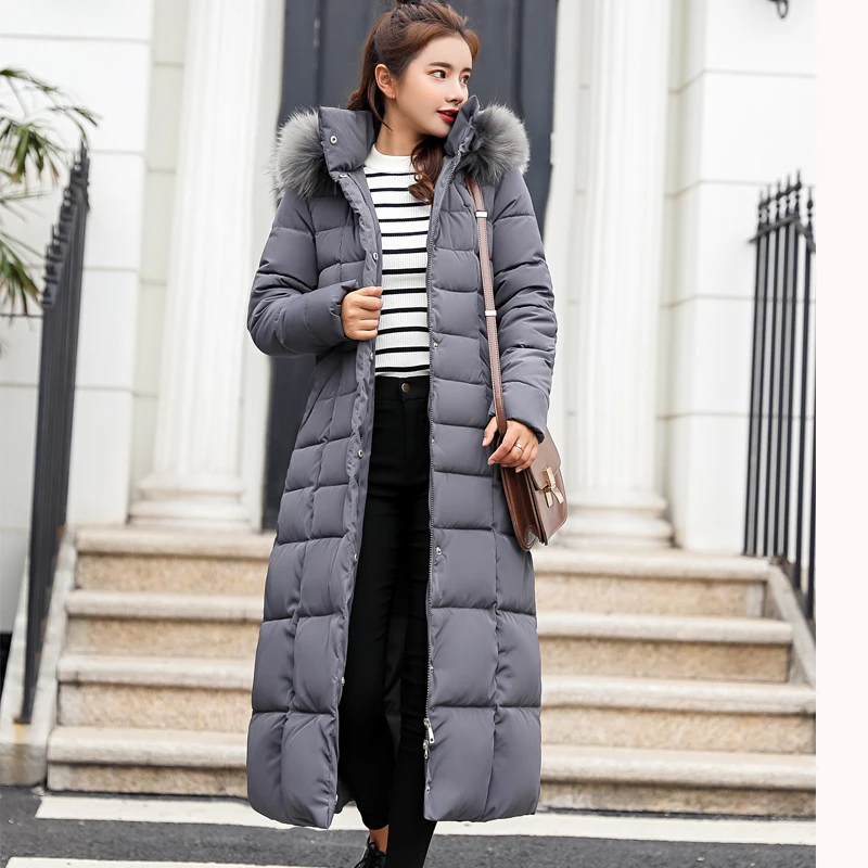 Winter Down jackets Coats 2019 Women Parkas 6 Colors Wadded Jackets Warm Outwear With White Black Faux Fur Collar 3XL | Женская одежда
