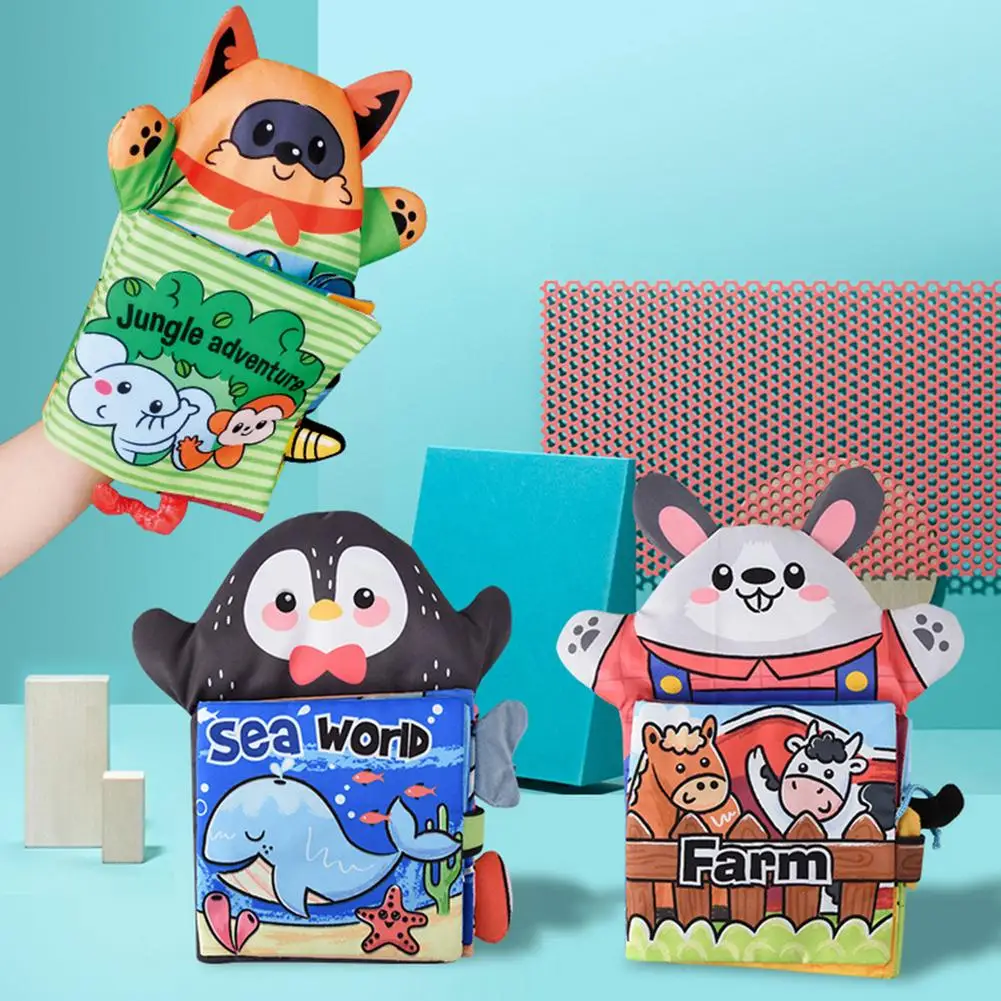 

Infant Baby 3D Animal Cloth Book Early Learning Education Toy Cognitive Montessori Toy Story Book Puzzle Rattle Toy For Children