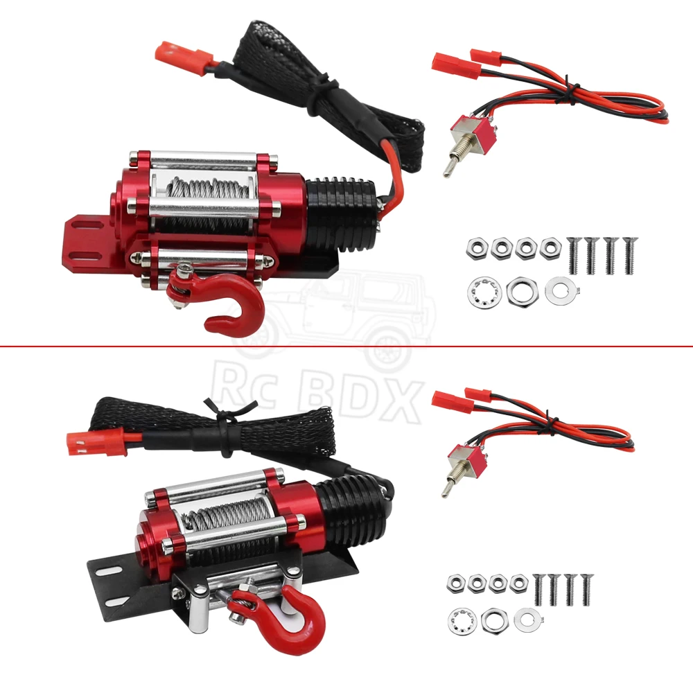 Cabrestante de Metal y acero con cable para coche teledirigido, dispositivo autom&aacute;tico simulado para coche teledirigido 1/10, Axial SCX10 II III RBX10 D110 D90 Traxxas TRX4 TRX6-0