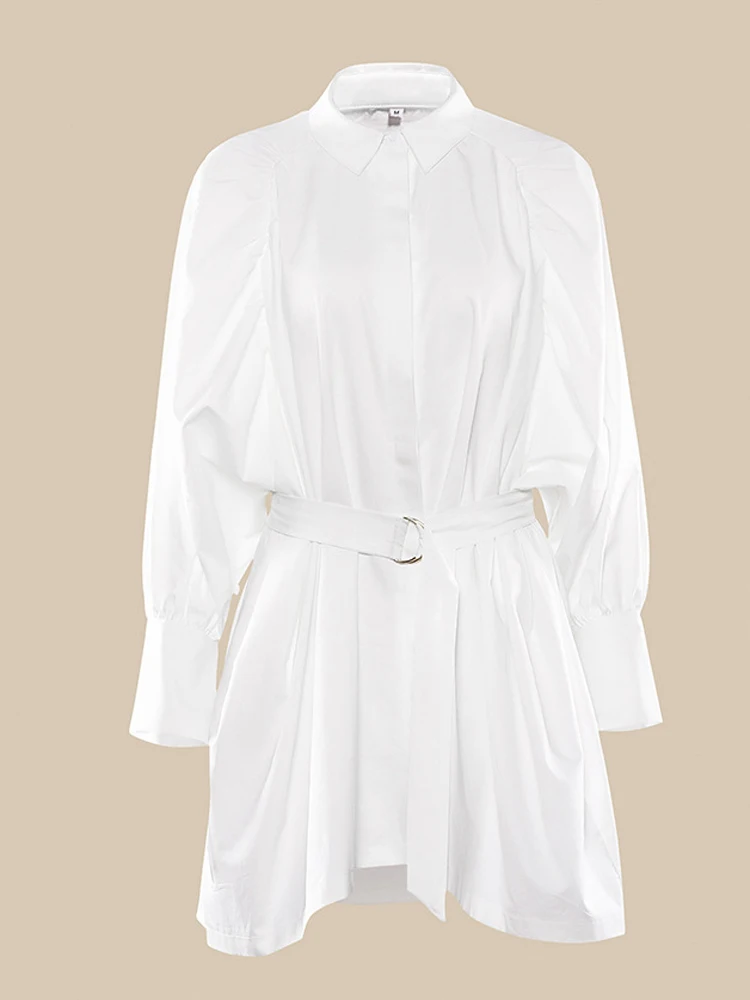 Белое платье рубашка с длинным рукавом 2020 модное осеннее женское Повседневное из