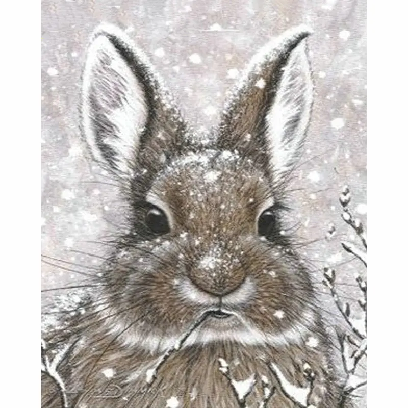 

Алмазная живопись кролик снег полный квадрат животное вышивка крестиком 5d Сделай Сам Алмазная мозаика стразы ремесла украшение для дома
