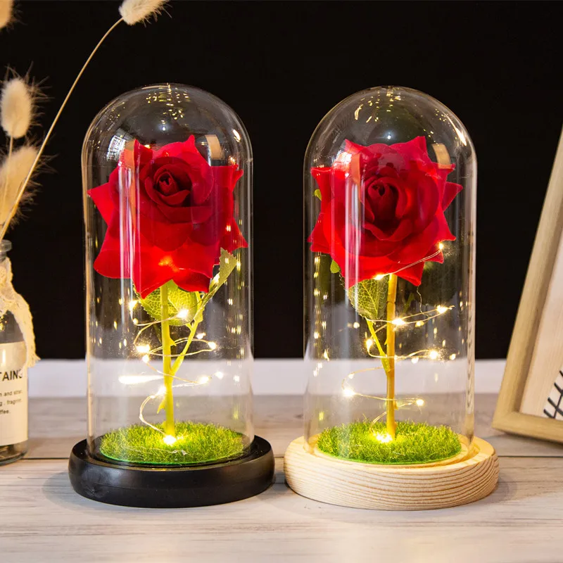 

Eternal Preserved Rose with Glass Dome Flower Heads Rose Forever Love Wedding Favor Party Gifts