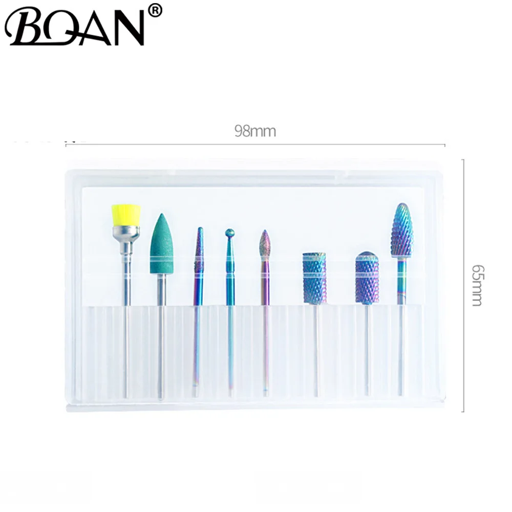 

BQAN 8pcs Tungsten Nail Drill Bits Pedicure Milling Cutter Grinding Head Sander Accessories Tool Electric Cuticle Clean Rotary