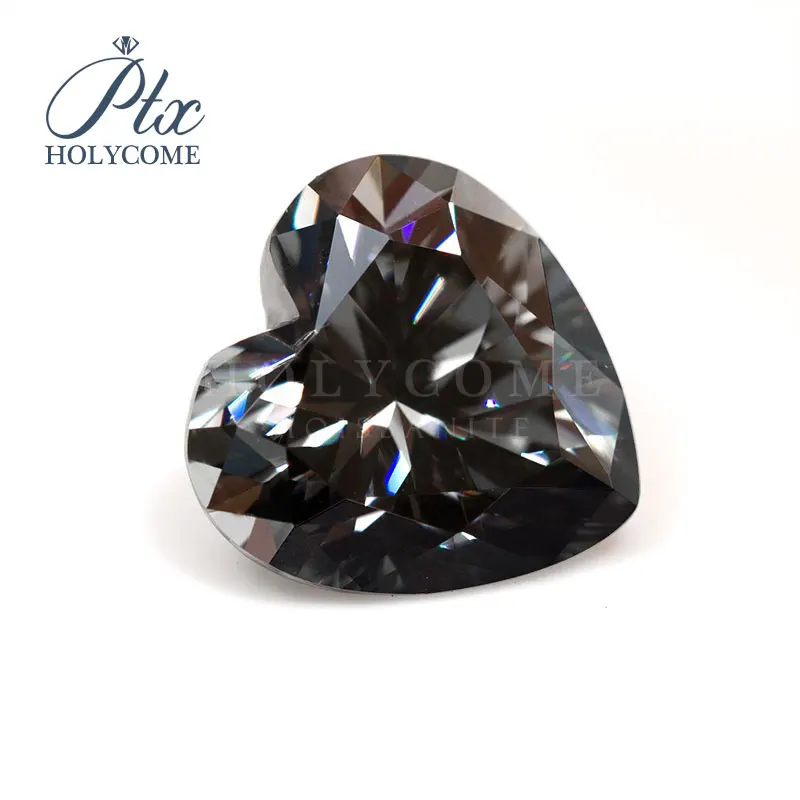 

7.5X7.5mm Wholesale Forever Brilliant Color Moissanite Dark Gray Heart Shape Diamond For Jewelry Making 2020NEWS Free carving
