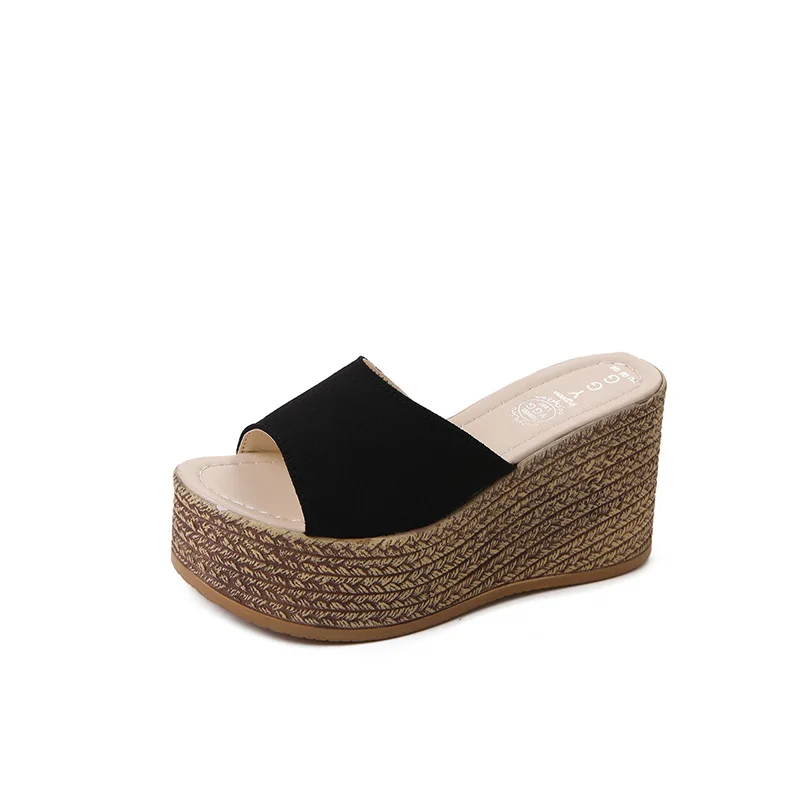 

Summer Buckle Women's Sandals Velvet Flock Fish Mouth Fashion high Heel Platform Open Toes Women Sandals Shoes Drop Shipping