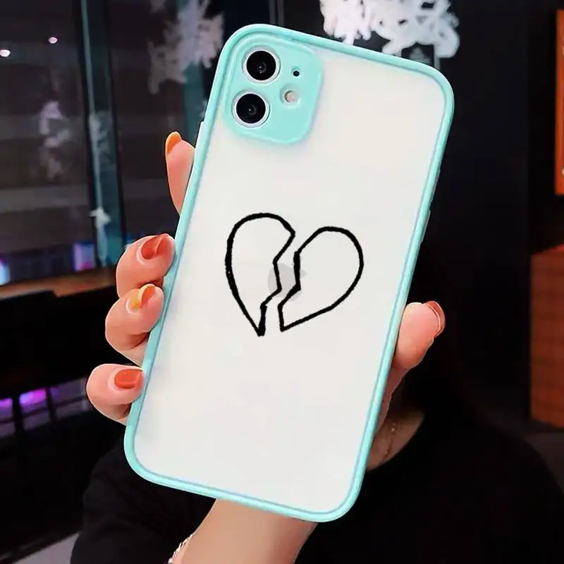 

Black cute Simple Lines Love Heaesthetic Phone Case Clear matte transparent For blue iPhone 7 8 x xs xr 11 12 pro plus max mini