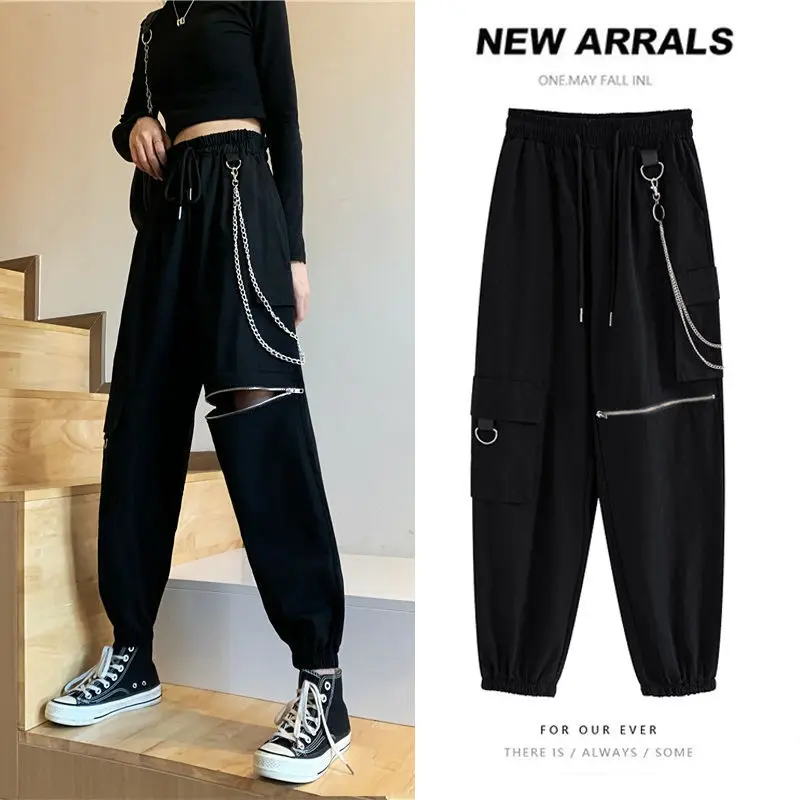 

Woman Pants New Style Cargo Pants Women Loose Spring and Autumn Hip Hop Black Slim Casual Sport Pants