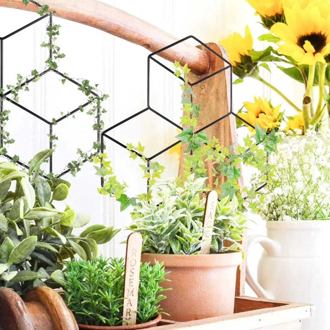 

2Pcs Garden Plant Trellis for Indoor Outdoor Climbing Plants in Pots Flower Vegetables Rose Vine Pea Ivy Cucumbers Garden Tool