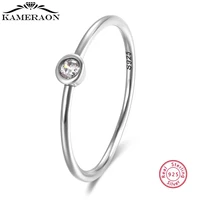 100 925 sterling silver simple basic clear zirconia finger ring minimalist women engagement wedding ring jewerly