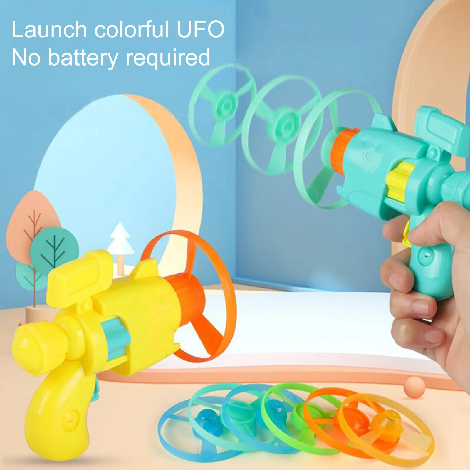 

New Kids Funny Toys Flying Bamboo Sky Launcher Flying Disc Flying Saucer With Flashing Top Outdoor Airplane Children Toy Gifts