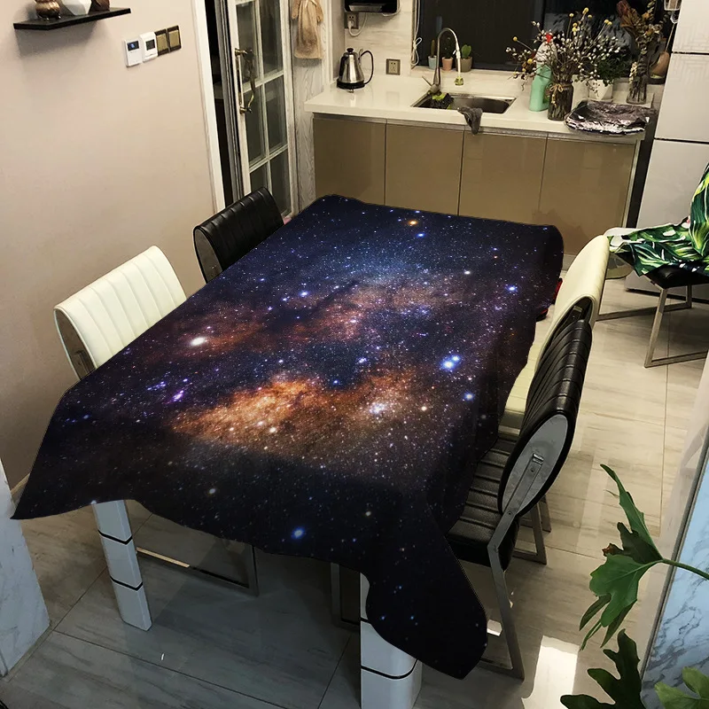Galaxy Blue Starry Universe Space Mysterious Nebula Ornaments Elastic Tablecloth Cafe Decorations Party Home Decor Table Cover | Дом и сад
