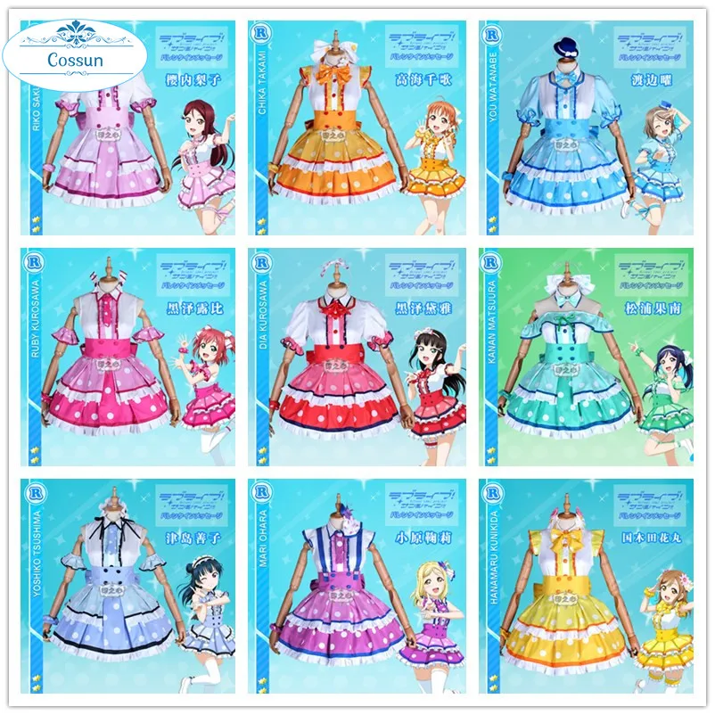 

Anime! Lovelive Sunshine!! Aqours Thinking and Combining Into One Eleven Episodes All Members Lolita Maid Dress Cosplay Costume