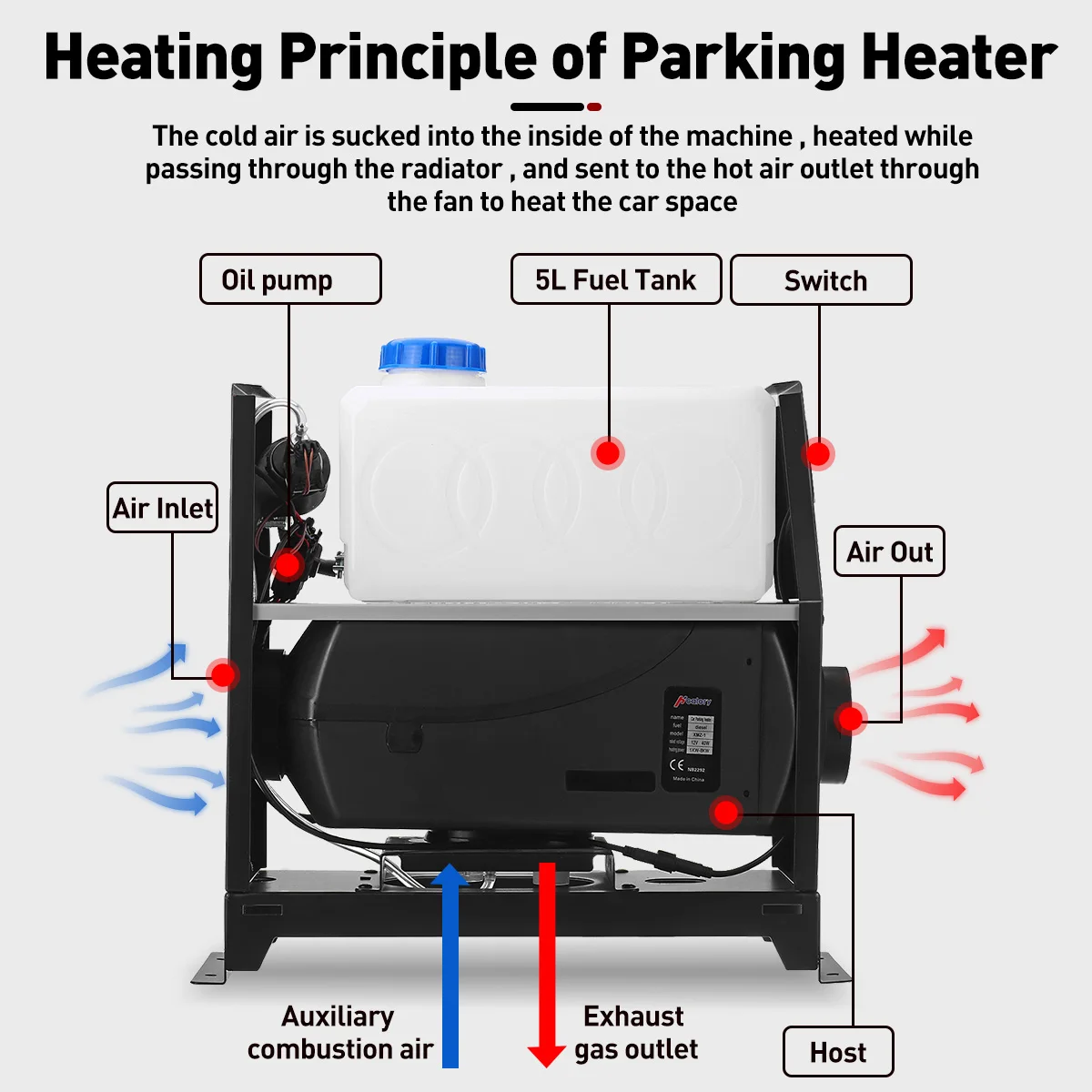 Hcalory 5-8KW 12V Diesel Air Heater Red remote Control Parking Kit Car Bus Trucks Van Boat Winter Warming Machine | Автомобили и