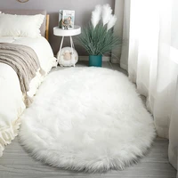 white faux fur area rugs large oval artificial sheepskin long hair carpet floor wool fluffy soft mat bedroom for living room