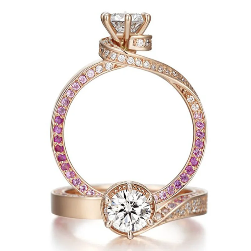 

Classic Claw Crystal Zircon Ring Women Wedding Jewelry Unique Two Tone Design Elegant Female Engagement Ring Hot