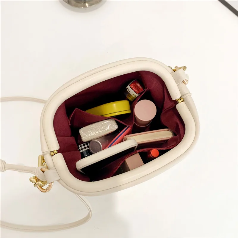 

Solid Color Bucket Bags for Women Thick Chain Shoulder Bags Female Luxury Pu Leather Crossbody Bag Fashion Simple Small Handbags